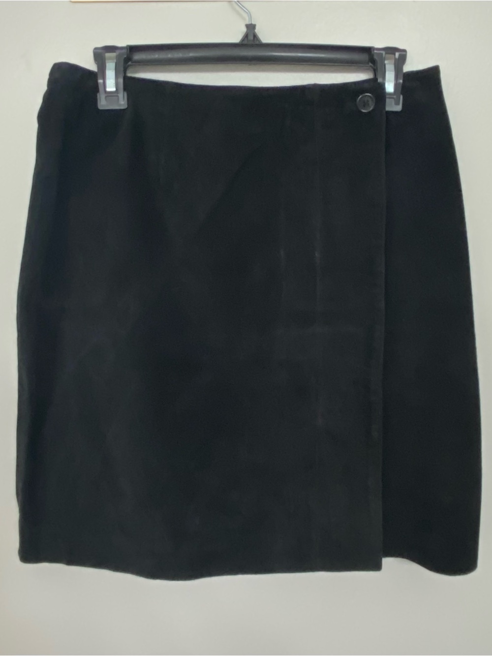 Coldwater Creek Black Genuine Suede Wrap Skirt Women’s PMD Petite Medium NWT
